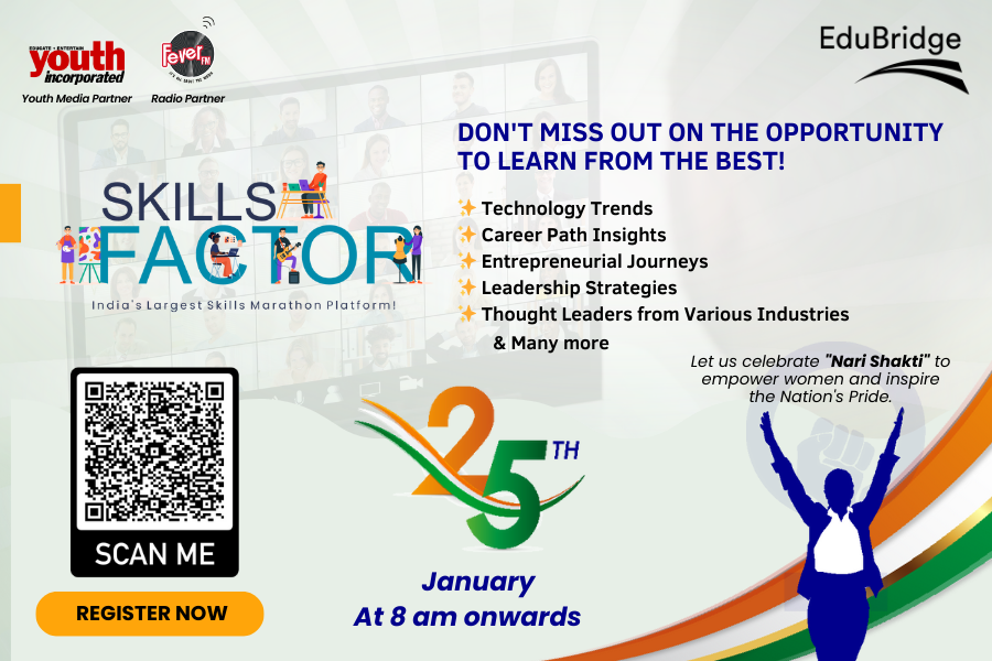 📅 Date: January 25, 2024 🕗 Time: 8 am onwards

Register Now @ edubridgeindia.com/online/skills-…