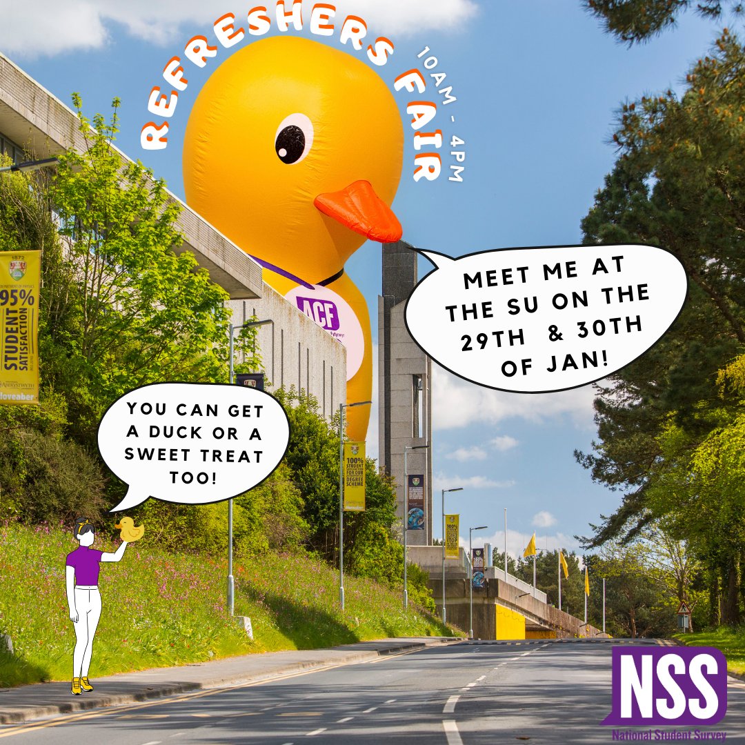 Maths at Aberystwyth (@mathsataber) on Twitter photo π¦ REFRESHERS FAIR - MEET ABERQUACK!
The # NationalStudentSurvey is now open.
To celebrate, AberQuack will be giving out freebies and sweet treats at Refreshers Fair on Monday 29th January and Tuesday 30th January.
See you there! π¦ππ€©
#AberNSS π¦ REFRESHERS FAIR - MEET ABERQUACK!
The # NationalStudentSurvey is now open.
To celebrate, AberQuack will be giving out freebies and sweet treats at Refreshers Fair on Monday 29th January and Tuesday 30th January.
See you there! π¦ππ€©
#AberNSS