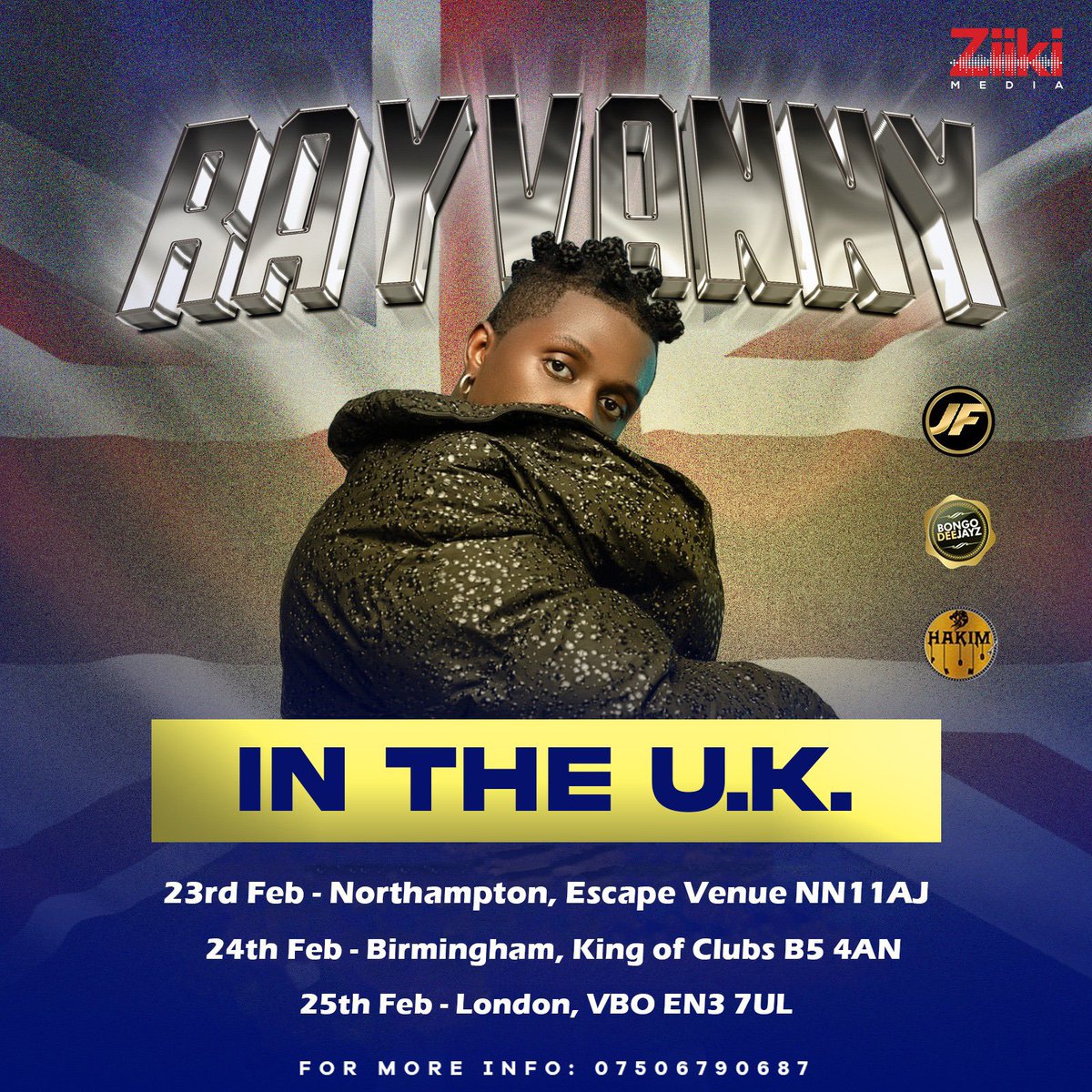 🌟 UK 🇬🇧 tour alert! Save the dates: 23rd Feb Northampton, 24th Feb Birmingham, 25th Feb London. . Experience the live magic with @rayvanny – ticket link on bio! #mziikifamily #rayvannyintheuk