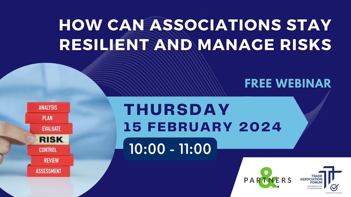 Trade Association Forum (@taforum) on Twitter photo Join TAF and <a href="/Partnersand_/">Partners&.</a> for an informative webinar discussing the findings of a collaborative report: Risk and Resilience in UK Trade Associations.
Book your spot now and be one of the first to gather insight on the report!
us02web.zoom.us/meeting/regist… Join TAF and <a href="/Partnersand_/">Partners&.</a> for an informative webinar discussing the findings of a collaborative report: Risk and Resilience in UK Trade Associations.
Book your spot now and be one of the first to gather insight on the report!
us02web.zoom.us/meeting/regist…
