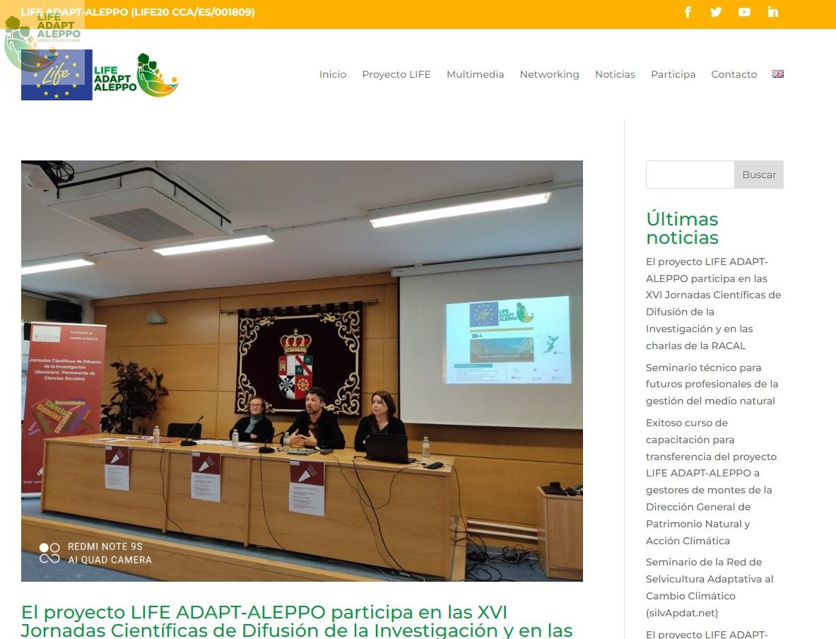 adaptaleppo's tweet photo. 🙋 Nuevas noticias sobre avances de #LIFE #Addaptaleppo.
Visita la web y conoce los detalles de los últimos seminarios y charlas:
👉https://t.co/G80ZHnjkz2
#GestionForestal #adaptacion #CambioClimático 🌏
@IEntornoNatural @UPV @ETSEAFIV_UdL @agrestascoop @EtsiamAb @AmbientalRM https://t.co/1lgWrnTuI0