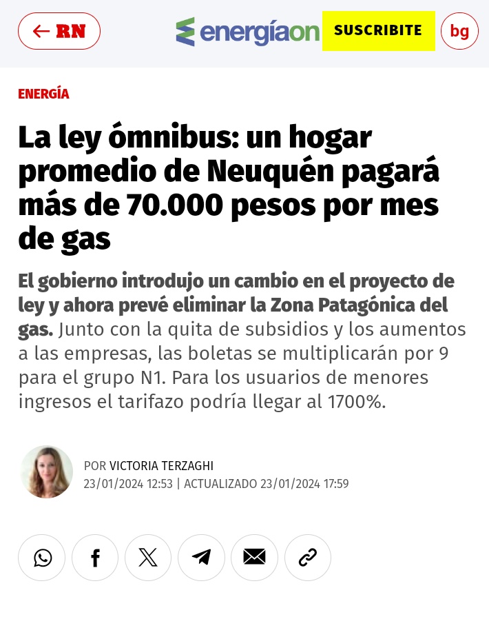 odioelfrio_'s tweet photo. El texto actualizado de la ley elimina la Zona Fría. Vamos a pagar el gas a $70.000. En Neuquén, Javier Milei obtuvo el 60,42% de los votos en la segunda vuelta. Me reiría sino fuera porque también vivo acá. https://t.co/TuZFqRrj09