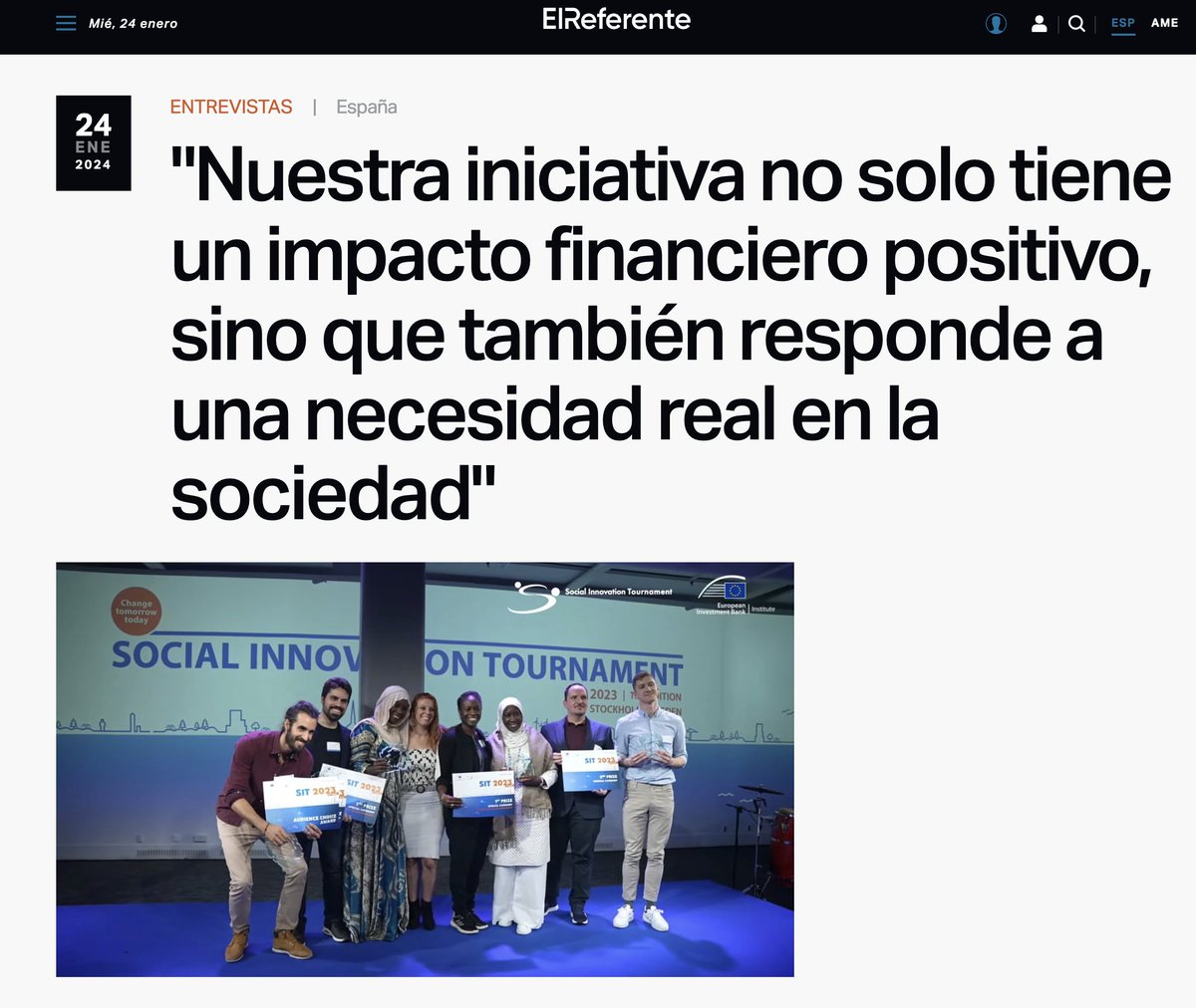Col·lab (@lasnavescollab) on Twitter photo 🗞️ #Collabers | 🗣️ #Fibsen, entrevista en <a href="/ElReferente/">El Referente</a>, que destaca👇
💧 La innovación de su tecnología para una gestión eficiente de la red de agua
🏆 2º Premio de Europa como #Startup de emprendimiento social del <a href="/EIBINSTITUTE/">EIB INSTITUTE</a>
Léela 👀👇
elreferente.es/entrevistas/fi…
#SomCollab 🗞️ #Collabers | 🗣️ #Fibsen, entrevista en <a href="/ElReferente/">El Referente</a>, que destaca👇
💧 La innovación de su tecnología para una gestión eficiente de la red de agua
🏆 2º Premio de Europa como #Startup de emprendimiento social del <a href="/EIBINSTITUTE/">EIB INSTITUTE</a>
Léela 👀👇
elreferente.es/entrevistas/fi…
#SomCollab