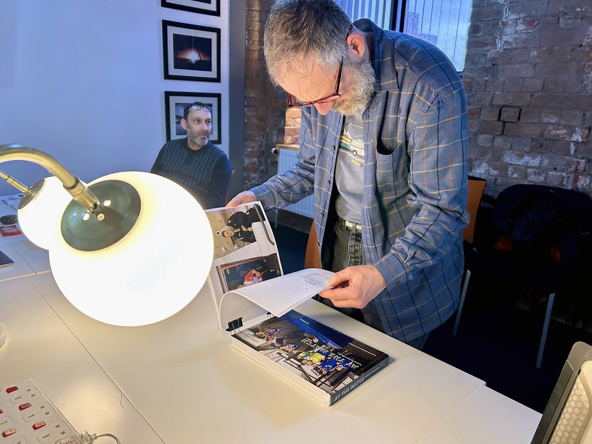 A brilliant day in Birkenhead working with @PaulWYI @simongillphoto and designer @dougcheese selecting and finalising #photography for our forthcoming @WSC_magazine book #AtTheMatch. You can pre-order copies ahead of publication in May here: wsc.co.uk/shop/at-the-ma… #football