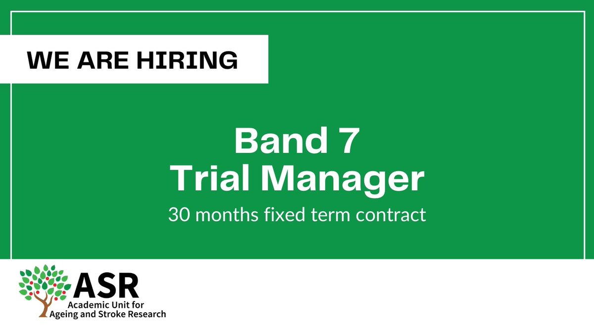 We are hiring! We are seeking to recruit a Trial Manager for a leading role in a new randomised controlled trial funded by the National Institute for Health and Care Research Health Technology Assessment (NIHR HTA) programme. Full details and to apply: tinyurl.com/5n76nepj