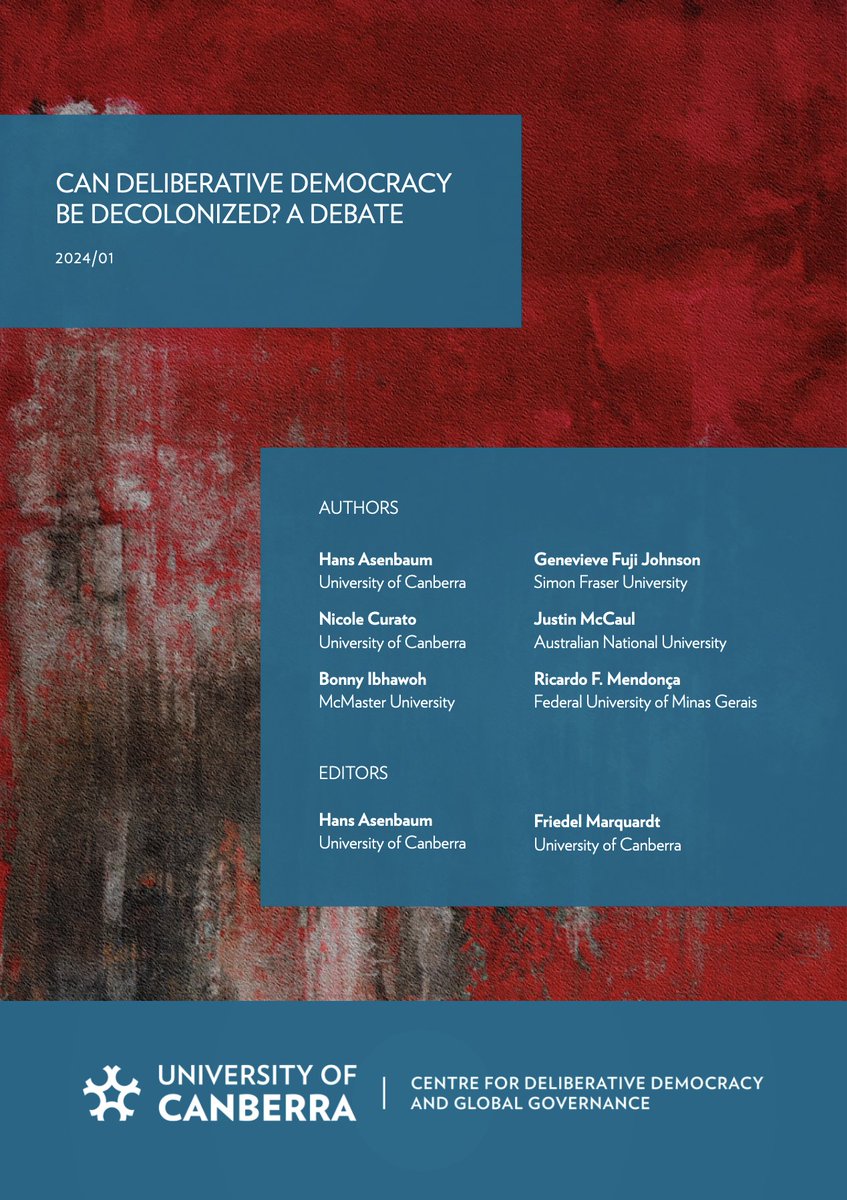 CAN DELIBERATIVE DEMOCRACY BE DECOLONIZED? A debate with brilliant contributions from @NicoleCurato @giazilo @JohnsonFuji @just_in_mccaul @MendoncaRF & me Edited with @FriedelM1 for the @DelDemUCan Working Paper Series. 👉delibdem.org/_files/ugd/296…