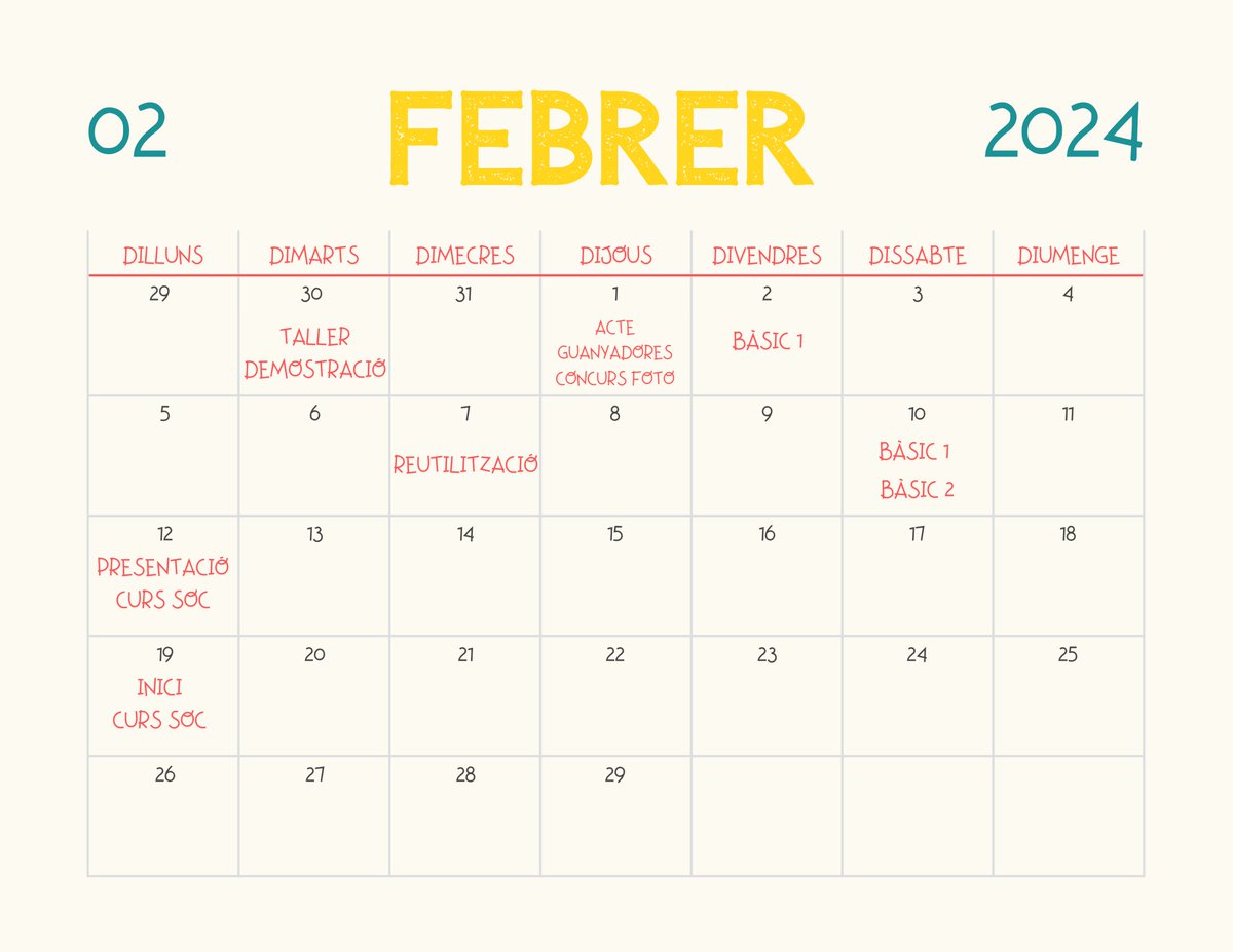 Coneixes totes les activitats que farem al mes de febrer? Apunta-t'hi✍️ biciclot.coop/esdeveniments/…