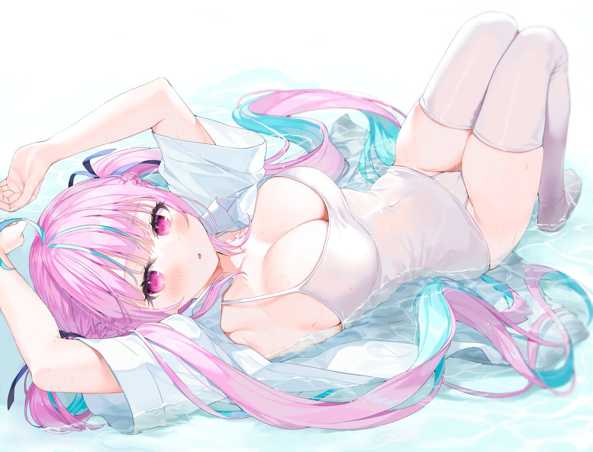 湊あくあ 「白スクあくたん #あくあーと」|星井やな⭐️のイラスト