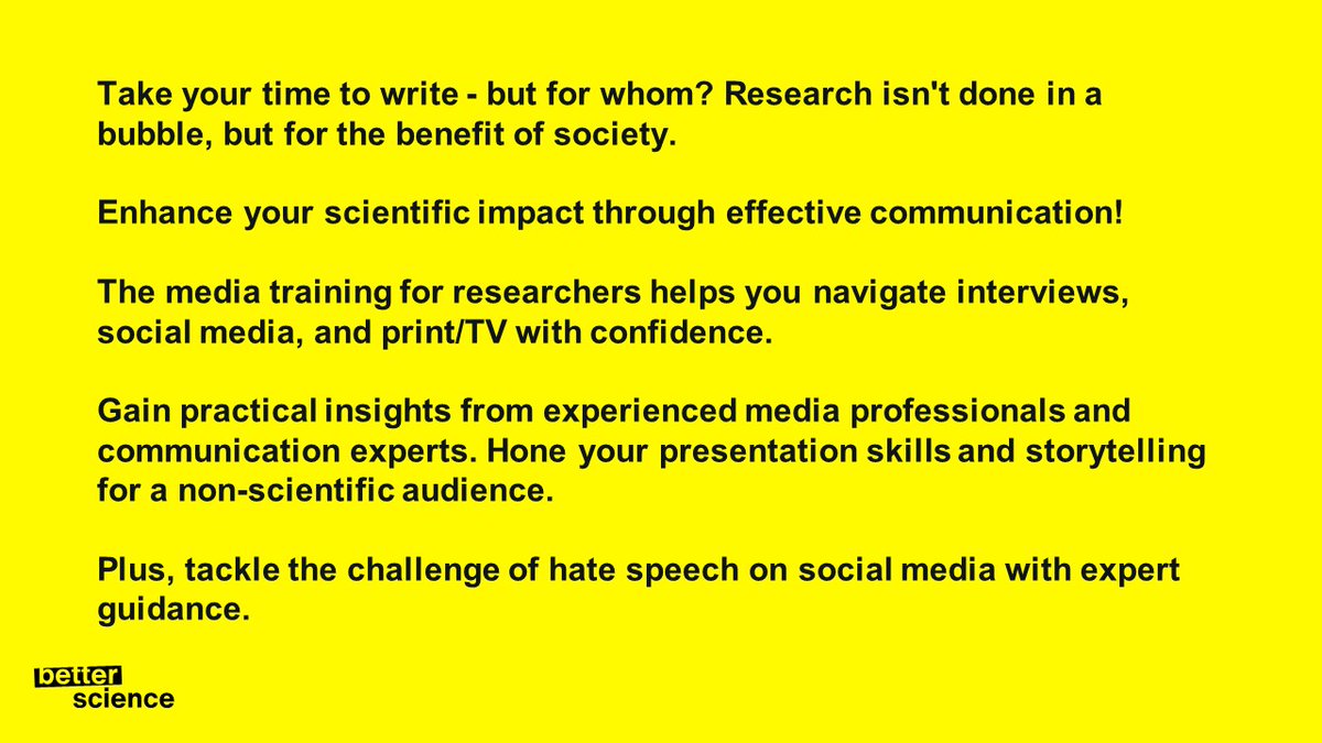 📢Elevate your outreach game - join the media training for members of @unibern. Last open spots❗️ nohatespeech.unibe.ch/medientraining… #ScienceCommunication #MediaTraining #ResearchExcellence 🎙️📰
