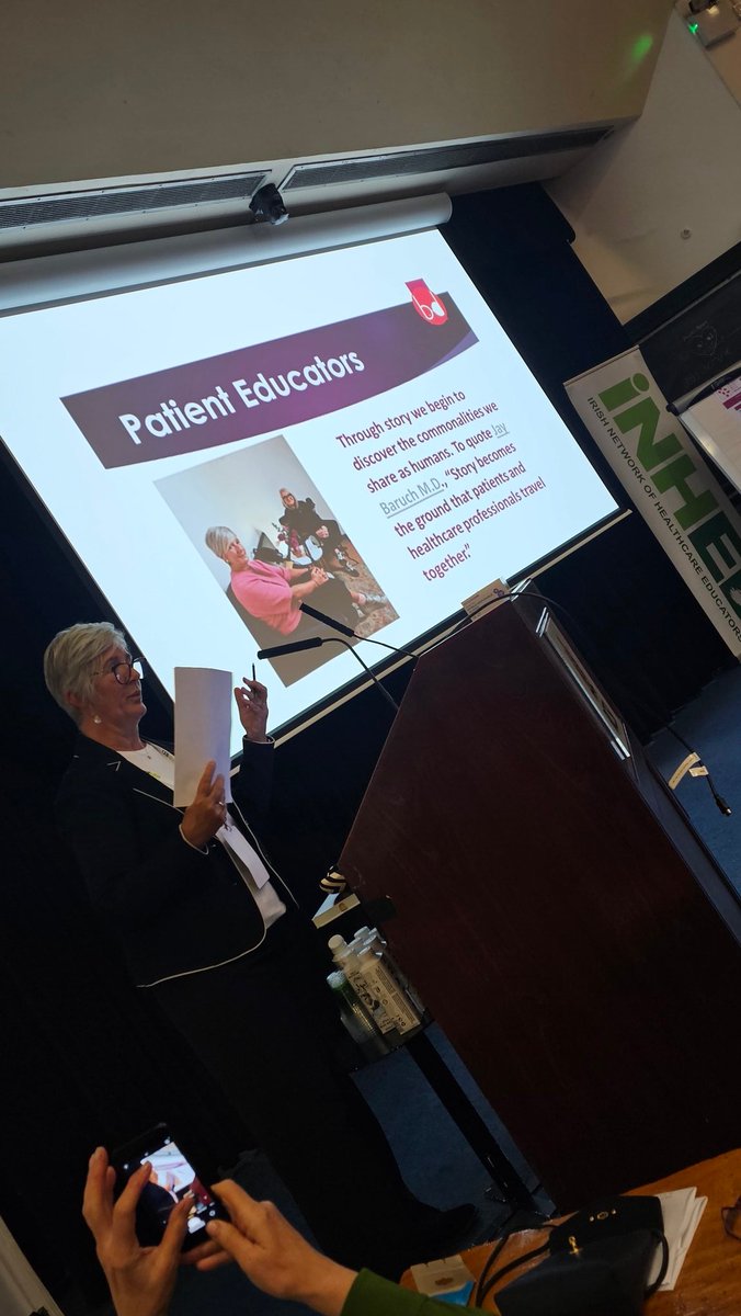 Siobhan @BreastDense highlighting the importance of #storytelling and patient educators in #healthprofessions education @INHED_Ireland @RCSI_Irl 

Our students are lucky to have you! #RCSIeducate #PPIineducation