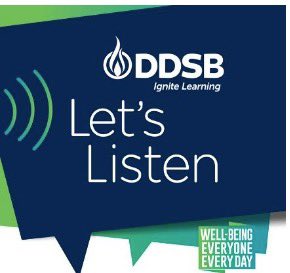 DDSB Let’s Listen: Bell Let’s Talk Day today January 24th “The most basic powerful way to connect with another person is to listen. Perhaps the most important thing we ever give to each other is our attention” Rachel Naomi Remen <a href="/PositiveDDSB/">Positive School Climates DDSB</a> <a href="/DDSBSchools/">Durham District School Board (DDSB)</a>