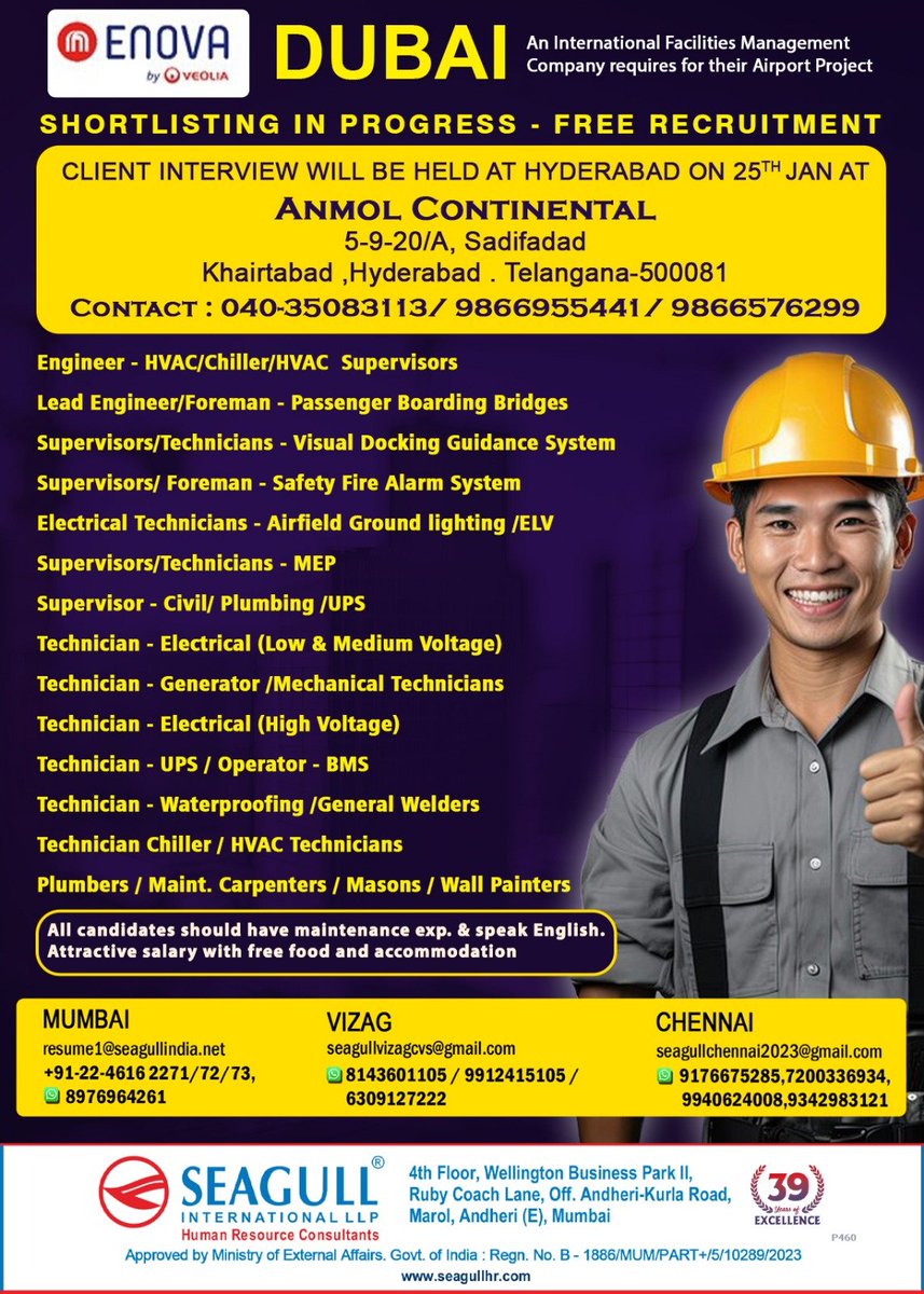 hrd1_seagull's tweet photo. 🇦🇪Dubai Jobs
‼️Free Recruitment
✔️Shortlisting In Progress
📍Client Interview In Hyderabad On 25th January 2024
.
.
.
#uaejobs #seagull #hvacengineers #leadengineers #teamleaders #chillersupervisors #mepsupervisors #chillertechnicians #upstechnicians #mason #painter https://t.co/HjYSysiYtQ