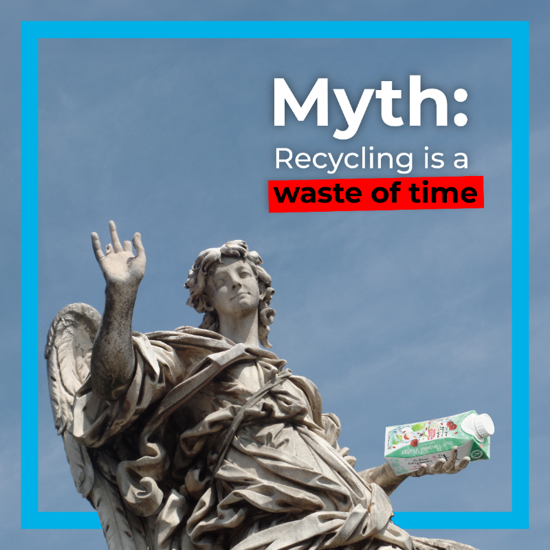 tetrapak's tweet photo. If you’ve ever heard someone say, “recycling is a waste of time”, swipe to find out why that’s wrong ➡️  

Learn more about why #recycling beverage cartons is crucial to help us move towards a circular economy, while reducing greenhouse gas emissions.