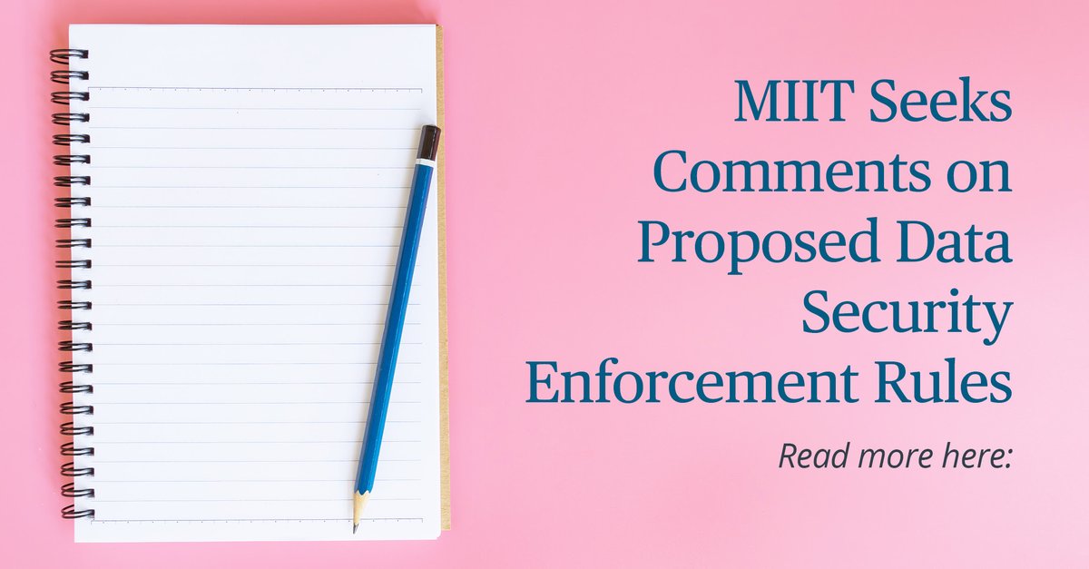 On 23 November 2023, the MIIT of China unveiled the Draft Guidelines on the Administrative Penalty Discretion for Data Security in the Field of Industry and Information Technology.

You can read more here: twobirds.com/en/insights/20…

#DataSecurity #ComplianceInsights