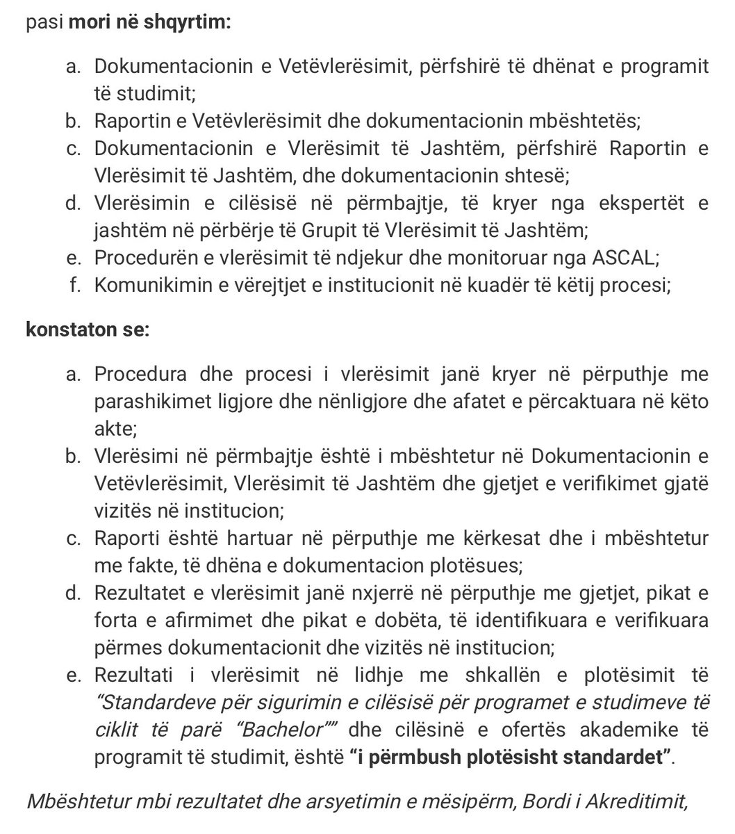 DepFhf's tweet photo. Bordi i Akreditimit, vendosur akreditimin me 6 vjet të programit të studimit të ciklit të parë, Bachelor në “Histori”.👇

https://t.co/mgtL5GB9Jw https://t.co/eYl3sVNfLJ
