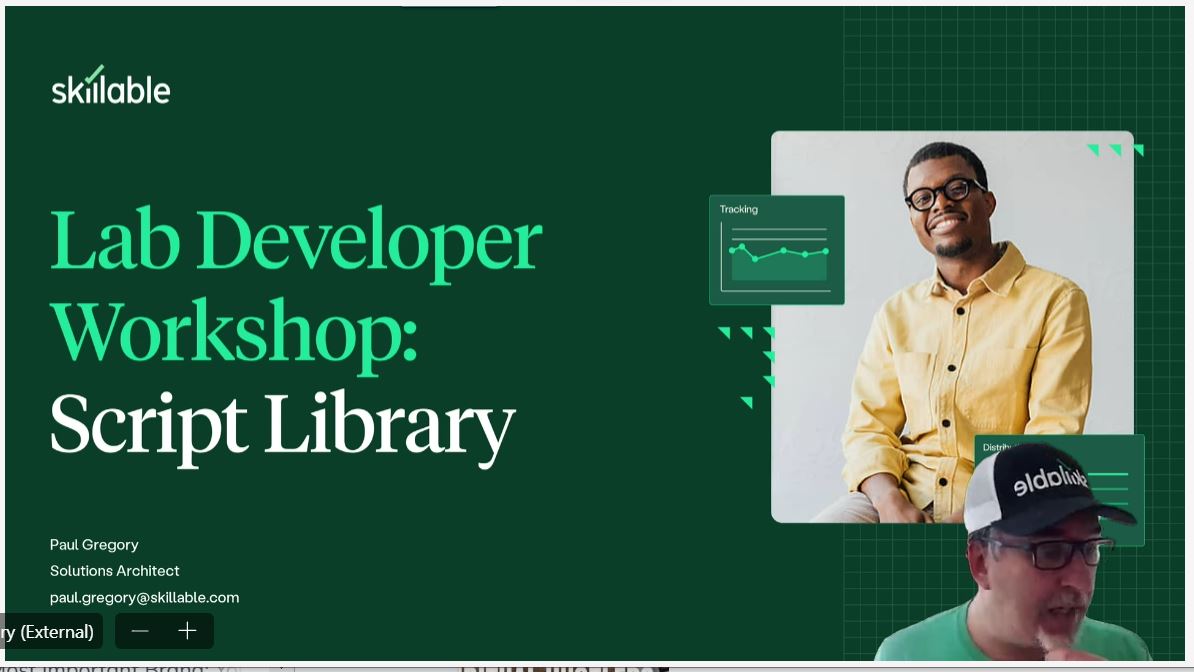 cswaly's tweet photo. Attending the lab developer workshop with @skillable and @paullgregory This month is about the Script Library which is a really exciting feature to be able to automate creation and implementation of scripts. Excited about new features Skillable will bring in 2024 https://t.co/RYRhq7Zawv