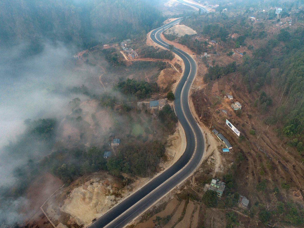PRCAmbNepal's tweet photo. #ChinaInAction Thanks to the concerted efforts from all sides, the Mugling-Pokhara Highway Improvement Project is making substantial advancements! Keep up the good work!! https://t.co/iqL4fwXQ76