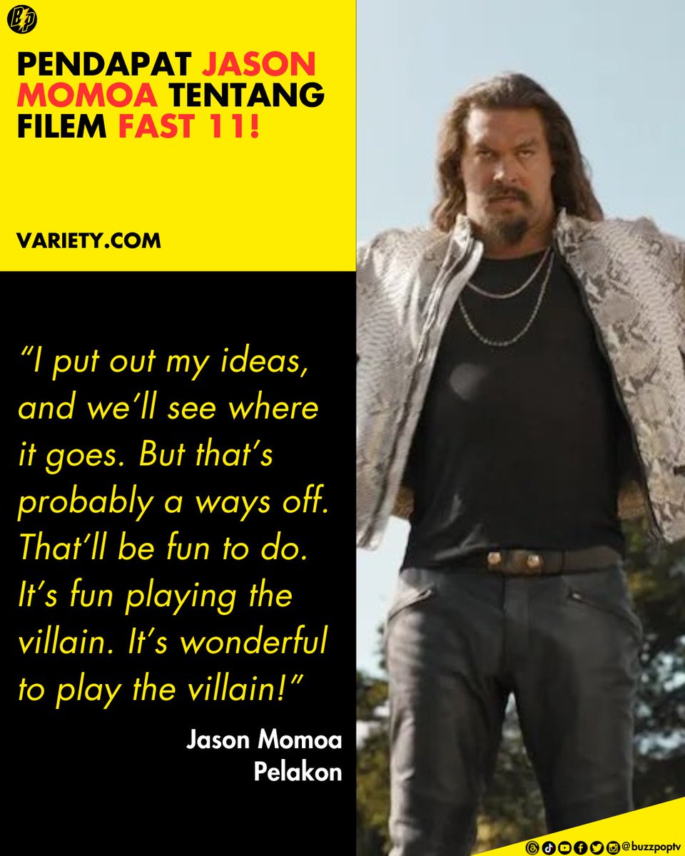 buzzpoptv's tweet image. Pelakon Jason Momoa mengesahkan bahawa dia masih belum mendapat skrip bagi filem FAST 11 setakat ini...

Bincangkan.🤔

#Fast11