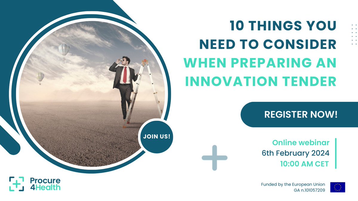 Exciting News! A new Insight has been issued within #Procure4Health! Are you familiar with the process of crafting an innovation tender? <a href="/CorversBV/">Corvers Commercial & Legal Affairs</a> will provide tips and practical examples on innovation tender preparation!
🗓️6 February, 10 am
Register now👉bit.ly/47MdKV0
