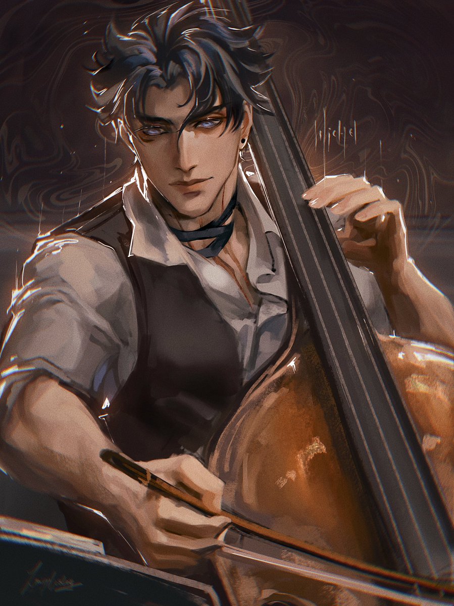 Rizzly shredding a cello ¯\_(ツ)_/¯ 
#Wriothesley #Genshin #GenshinImpact #GenshinFanart