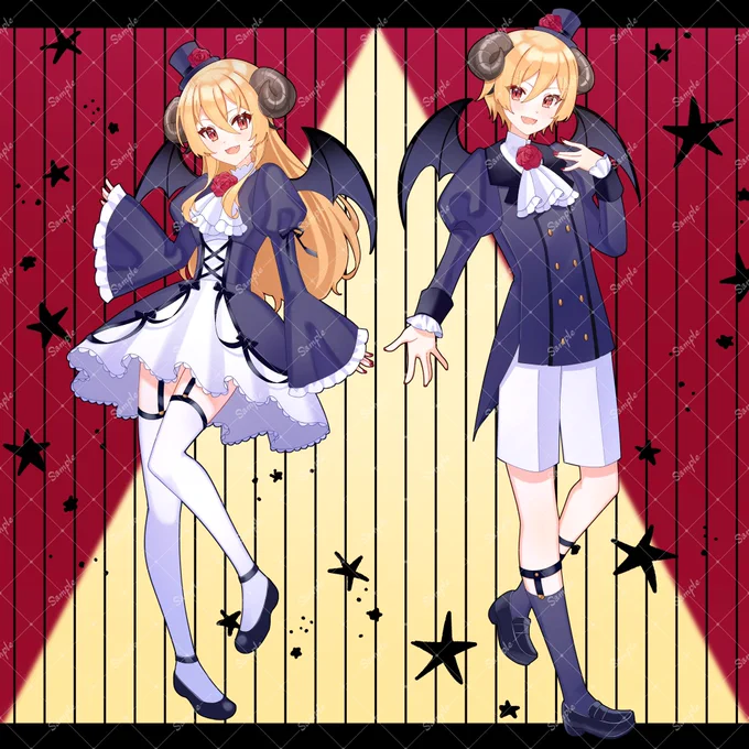 立ち絵お仕立てさせていただきました〜!\\\\٩( 'ω' )و ////頭の角がひそかな推しポイントです