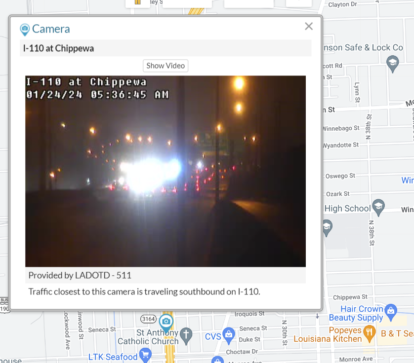 WRECK: Left lane blocked on I-110 NB at Chippewa St