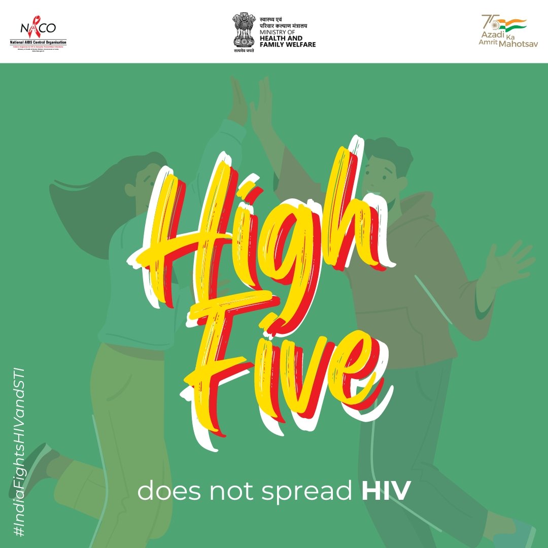 #HighFive does not spread HIV infection. #KnowFact #HaveCorrectInformation #KnowHIV #AIDS #Meme #Trending @MoHFW_INDIA