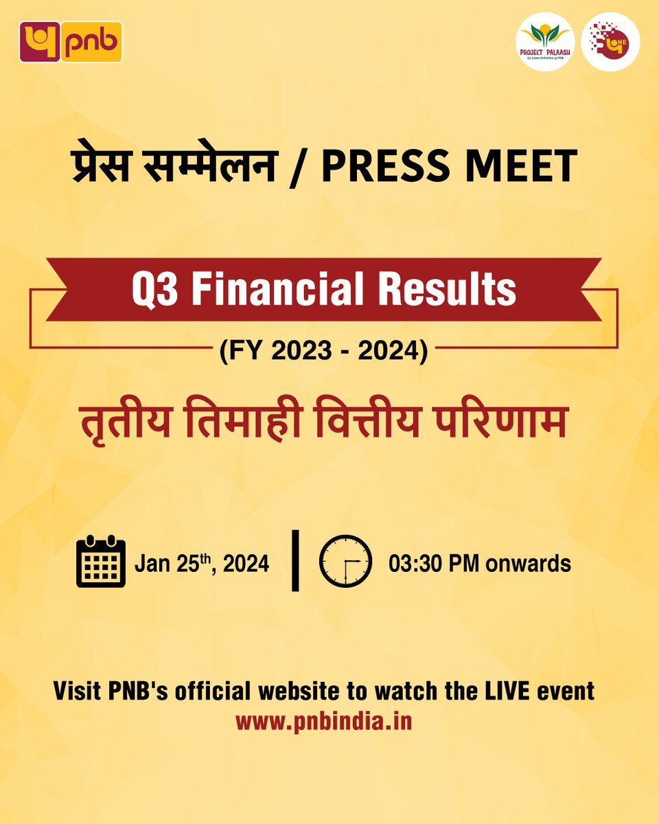 Q3 Financial Results, FY 2023-2024 to be declared tomorrow

Please visit the official website  pnbindia.in to watch the event Live

#Financial #ResultsDay  #PNB #Banking #Digital