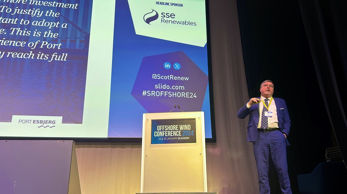 ‘Offshore wind and renewables have had a dramatic positive impact in the place I live in Esberg. This is in terms of jobs, economy, community and the way that we think of ourselves.’ In #SROFFSHORE24 session 2 ‘Keynote - Port Esbjerg’ Ben Miller, @CrownEstateScot and Jesper…