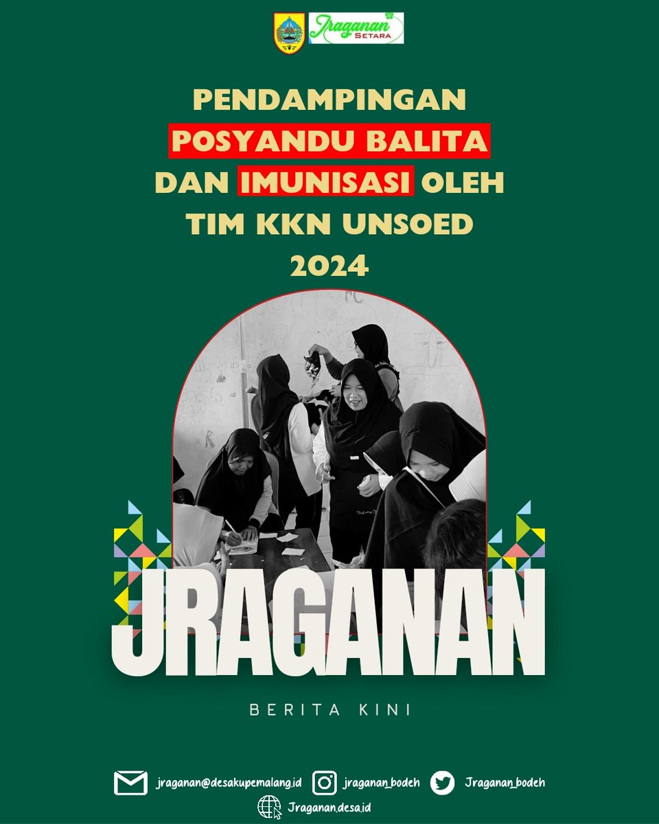 Jraganan_Bodeh's tweet photo. [PENDAMPINGAN POSYANDU DAN IMUNISASI OLEH TIM KKN UNSOED 2024]

Tim KKN UNSOED 2024 ikut serta dalam posyandu dan imunisasi polio balita sebagai bentuk pengabdian kepada Desa Jraganan

#desajraganan 
#Pemalang
#desaku
#imunisasipolio 
#posyandubalita https://t.co/UfivL0PHAq