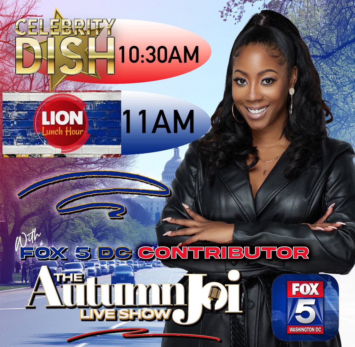 📺 So nice you can catch me TWICE on @fox5dc this morning 👏🏾 First at 10:30 am EST for #CelebrityDish and then again for an entire hour at 11am EST for #LionLunchHour 🙌🏾 Can’t wait to see what we’re cooking up on today’s show 🍱 See you soon Live Squad!! #tv #fox5dc…