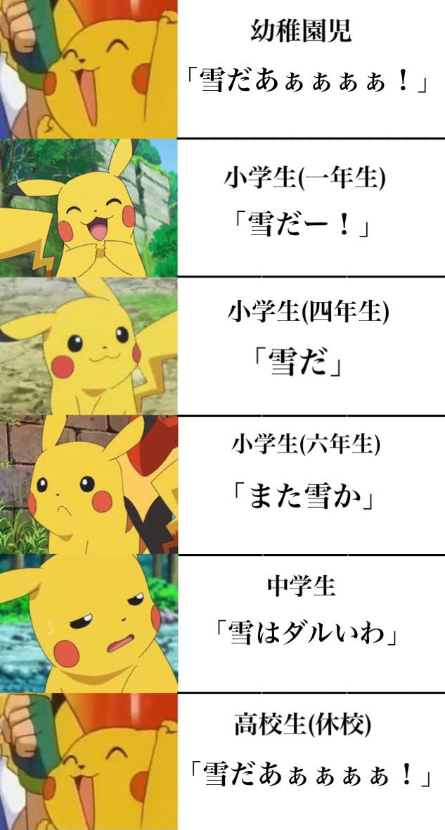 雪が降ったときの反応
