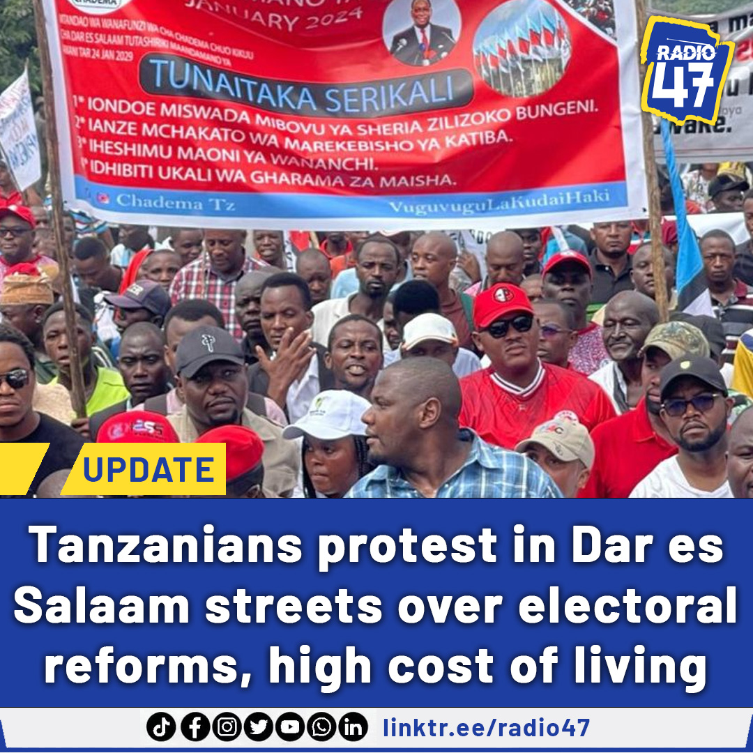 Tanzanians protest in Dar es Salaam streets over electoral reforms, high cost of living. #HapaNdipo