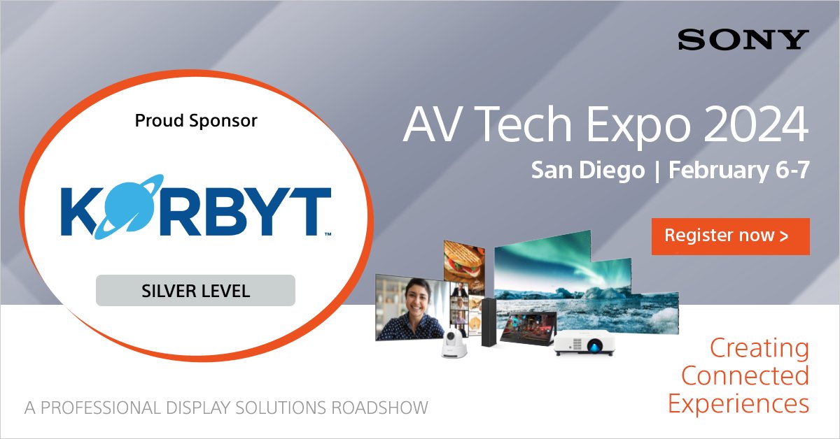 Join Korbyt at Sony's AV Tech Expo West, Feb 6-7! Thrilled to connect with partners & showcase our award-winning platform. From Machine Learning to Experiential Signage, meet us for insights to maximize your digital signage. Register Today bit.ly/428v1q4 #AVTechExpoWest