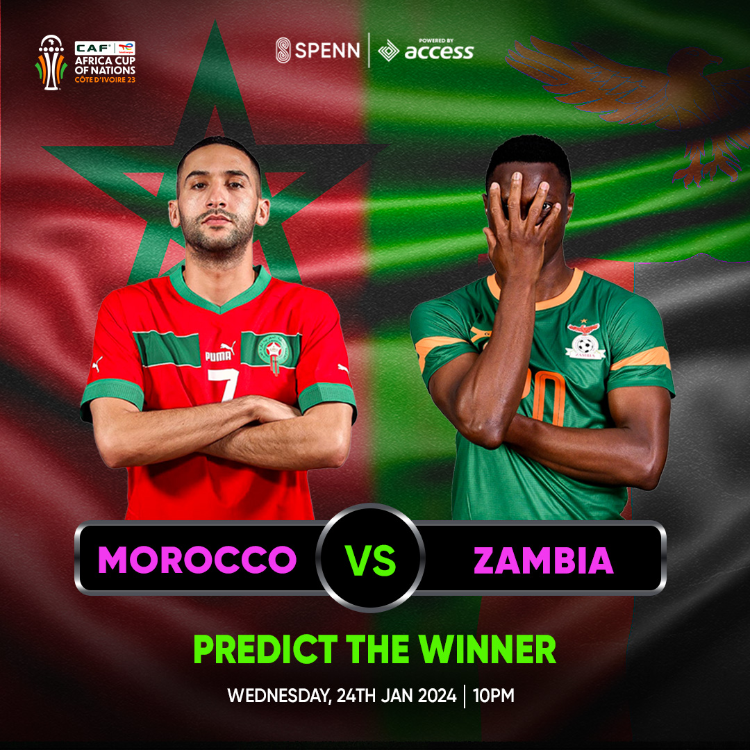 🏆⚽ Who's your pick for the AFCON showdown: Morocco or Zambia? Drop your predictions below and let the football fever begin! 🔥🤔 #AFCON2022 #MatchDayPredictions #Football
