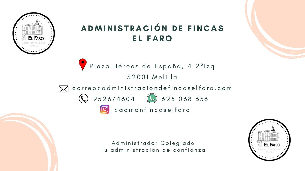 Aquí os dejamos los medios posibles para contactar con nuestra Administración. 
#AFColegiado #Melilla