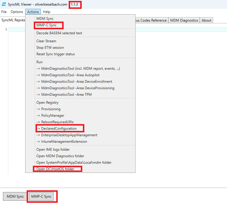 Mister_MDM's tweet photo. It seems that @okieselb hates to sit still :) ... Again some new features were added to the SyncML tool.  Some important #windc #mmpc locations were added. #intune #msintune 

https://t.co/S76qMuTP4T https://t.co/XdYyD0NrkR
