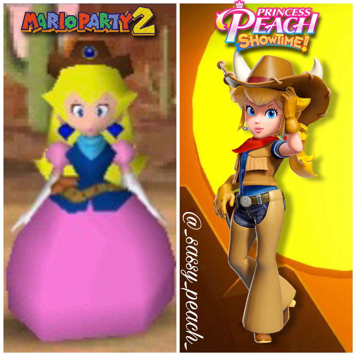 Cowgirl peach then Vs now

#princesspeach #princesspeach👑 #princesspeach🍑 #mario #supermariomovie #peach #marioparty2 #cowgirl #princesspeachshowtime