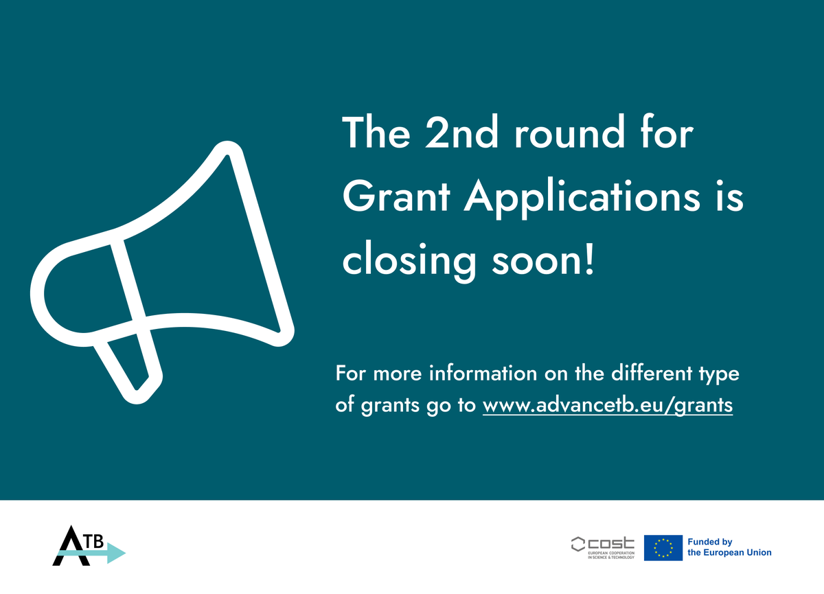 📢 The 2nd round for Grant Applications is still open but closing on January 31st! Learn more about them and discover the experience of previous grant awardees here 👉 advancetb.eu/grants @COSTprogramme #COSTaction #grants #ADVANCETB #TB #tuberculosis