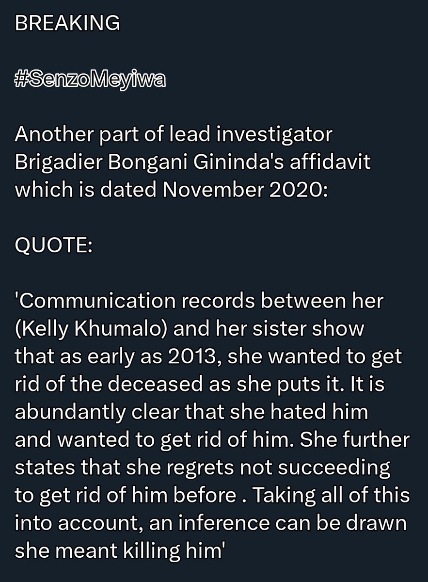 SharingC2023's tweet image. News: Kelly Khumalo implicated in #SenzoMeyiwa murder by the accused &amp;amp; cellphone data records. These allegations were made as part of Brigadier Gininda's affidavit &amp;amp; testimony. The trial continues..
.
.
Nhlanhla Lux | Chicco | Lamiez  Khuli Chana | Somizi | Pretoria | Sandton