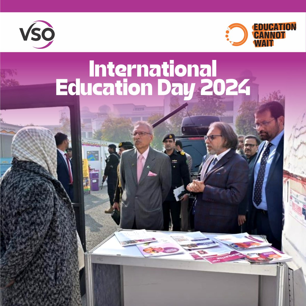 VSO Pakistan (@vsopakistan) on Twitter photo <a href="/VSOPakistan/">VSO Pakistan</a> with the <a href="/EduMinistryPK/">Ministry of Education and Professional Training</a> commemorate the #InternationalEducationDay2024 President of Pakistan and <a href="/waseemajmalch/">Waseem Ajmal</a> visited our stall.
<a href="/EduCannotWait/">Education Cannot Wait</a> <a href="/YasmineSherif1/">Yasmine Sherif</a> <a href="/JihaneLatrous/">Jihane</a> <a href="/PAGEPakistan/">PAGE Foundation</a> <a href="/itacecorg/">Idara-e-Taleem-o-Aagahi (ITA)</a> <a href="/prdspk/">Participatory Rural Development Society (PRDS)</a> <a href="/itacecorg/">Idara-e-Taleem-o-Aagahi (ITA)</a> <a href="/FCDOGovUK/">Foreign, Commonwealth & Development Office</a> <a href="/USAID_Pakistan/">USAID Pakistan</a> <a href="/VSOPakistan/">VSO Pakistan</a> with the <a href="/EduMinistryPK/">Ministry of Education and Professional Training</a> commemorate the #InternationalEducationDay2024 President of Pakistan and <a href="/waseemajmalch/">Waseem Ajmal</a> visited our stall.
<a href="/EduCannotWait/">Education Cannot Wait</a> <a href="/YasmineSherif1/">Yasmine Sherif</a> <a href="/JihaneLatrous/">Jihane</a> <a href="/PAGEPakistan/">PAGE Foundation</a> <a href="/itacecorg/">Idara-e-Taleem-o-Aagahi (ITA)</a> <a href="/prdspk/">Participatory Rural Development Society (PRDS)</a> <a href="/itacecorg/">Idara-e-Taleem-o-Aagahi (ITA)</a> <a href="/FCDOGovUK/">Foreign, Commonwealth & Development Office</a> <a href="/USAID_Pakistan/">USAID Pakistan</a>