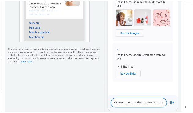 seostratega's tweet photo. 👀 Google quiere que creemos campañas de Google Ads con IA generativa.

Podremos chatear con un asistente basado en Gemini y crear imágenes generadas por IA para los anuncios.

El modo chat ya está disponible en beta para usuarios de UK y US. https://t.co/Lh0d7JuhWK