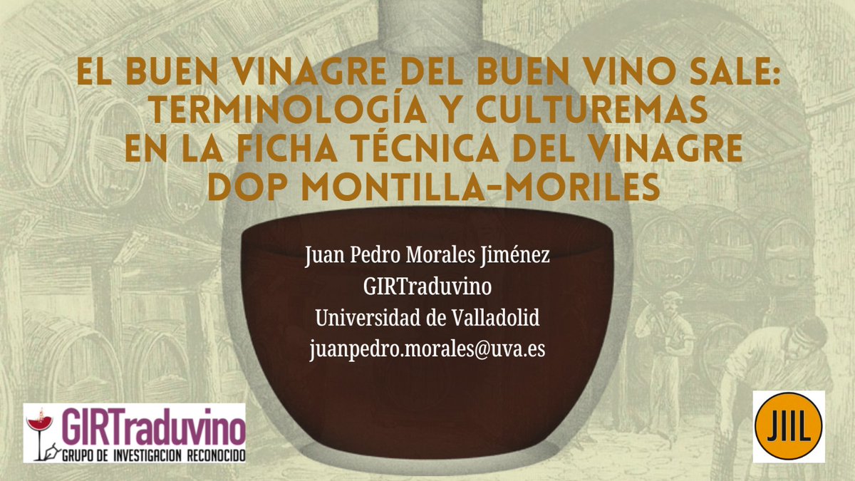Juanpedromoji's tweet photo. Ha sido un placer exponer mi estudio sobre el vinagre DOP Montilla-Moriles donde he demostrado la presencia de términos y culturemas en la ficha técnica. Encantado de iniciar con una nueva línea sobre el vinagre de calidad. ¡Gracias por el apoyo incondicional, @GIRTraduvino 🥰! https://t.co/APafVkQE4W