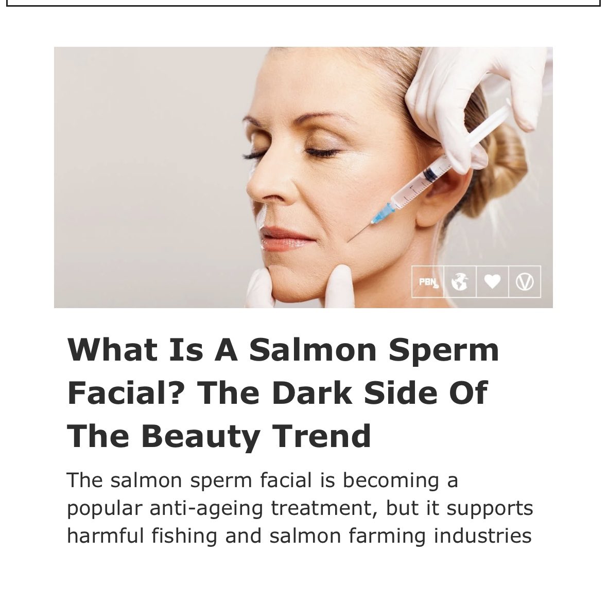 Salmon sperm…Honestly, why not just get your man to hook you up? 🤷‍♀️ I’m just saying. Everything we need is already READILY available! 😅