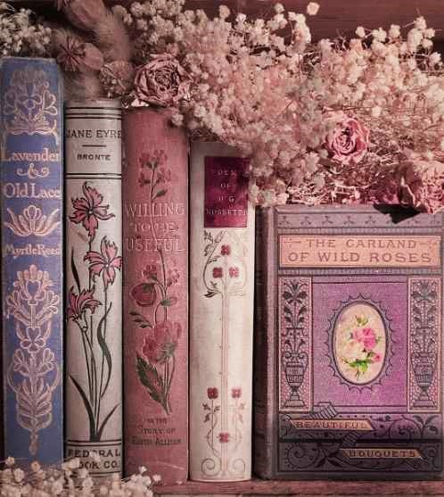 Pink Floral Academia from The Vintage Library 

#antiquebooks #vintagebooks #academia #booklovers #cottagecore #romanticacademia #pinkfloral #vintagelibrary