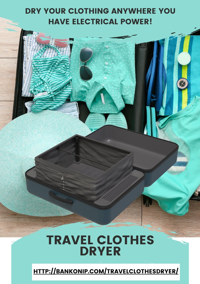bankonip's tweet photo. For details on licensing opportunities or further information on the product, visit the intro web page for the Travel Clothes Dryer.
https://t.co/hzVpybisWY https://t.co/PHgGJ62eVQ