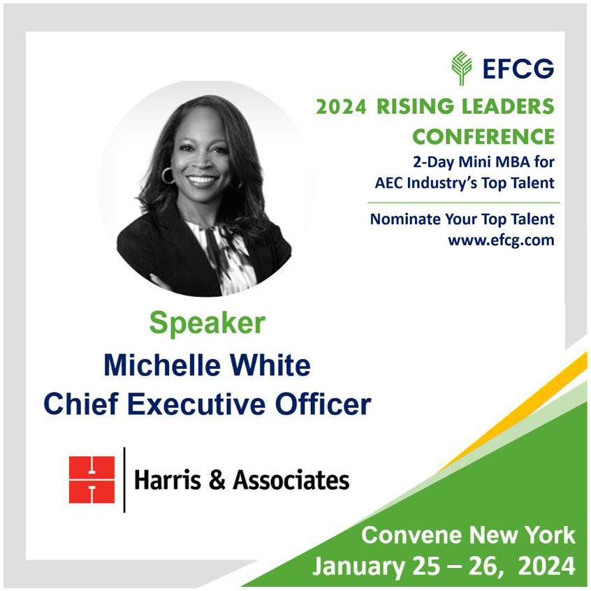 HarrisAssoc's tweet photo. Harris' CEO, Michelle White, will be speaking at the EFCG 2024 Rising Leaders Conference this January 25-26!
Learn more:
https://t.co/Bz8k4AwXjp
#AEC #Leadership #Engineering #EngineeringConsultants #Architecture #LeadershipDevelopment #EFCG #HarrisCareerGrowth #WeAreHarris https://t.co/q4z72MJfPy