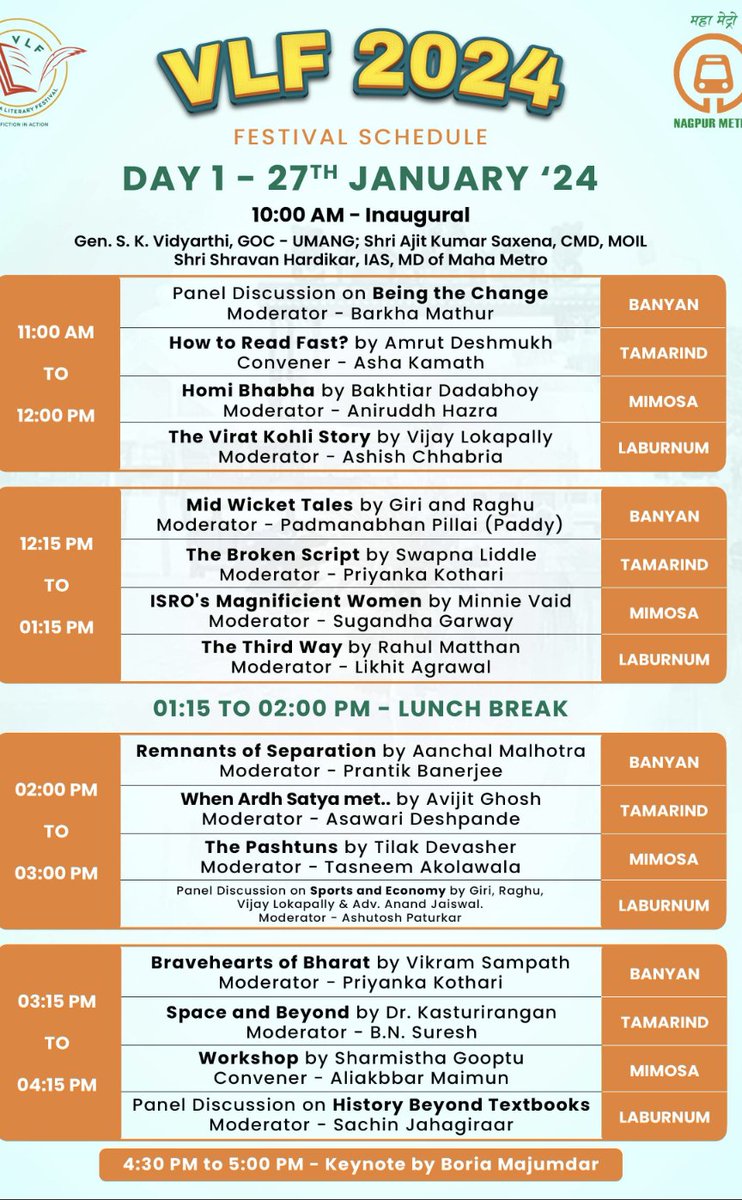 vidlitfest's tweet photo. Schedule for Day 1

Choose your sessions and take maximum advantage https://t.co/1BROaU2MgZ