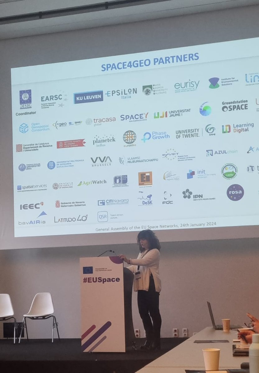 How skills can contribute to enhance the #EUSpace sector & build an EU single market for space? Milva Carbonaro from @GISIGASSOC & #SPACE4GEO talked about it in the 2024 General Assembly of the #EUSpaceNetworks at the 16th #EuropeanSpaceConf in Brussels @BBE_Europe #PactforSkills