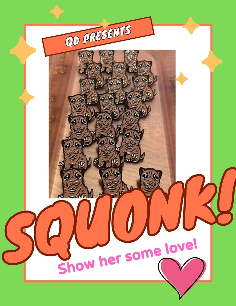 Our Squonk pins are up on our online store for the first time and she's a little nervous! Head over to our website and calm her fears!🥺 Link in the ALT Text. #cryptids #squonk #queer #pins